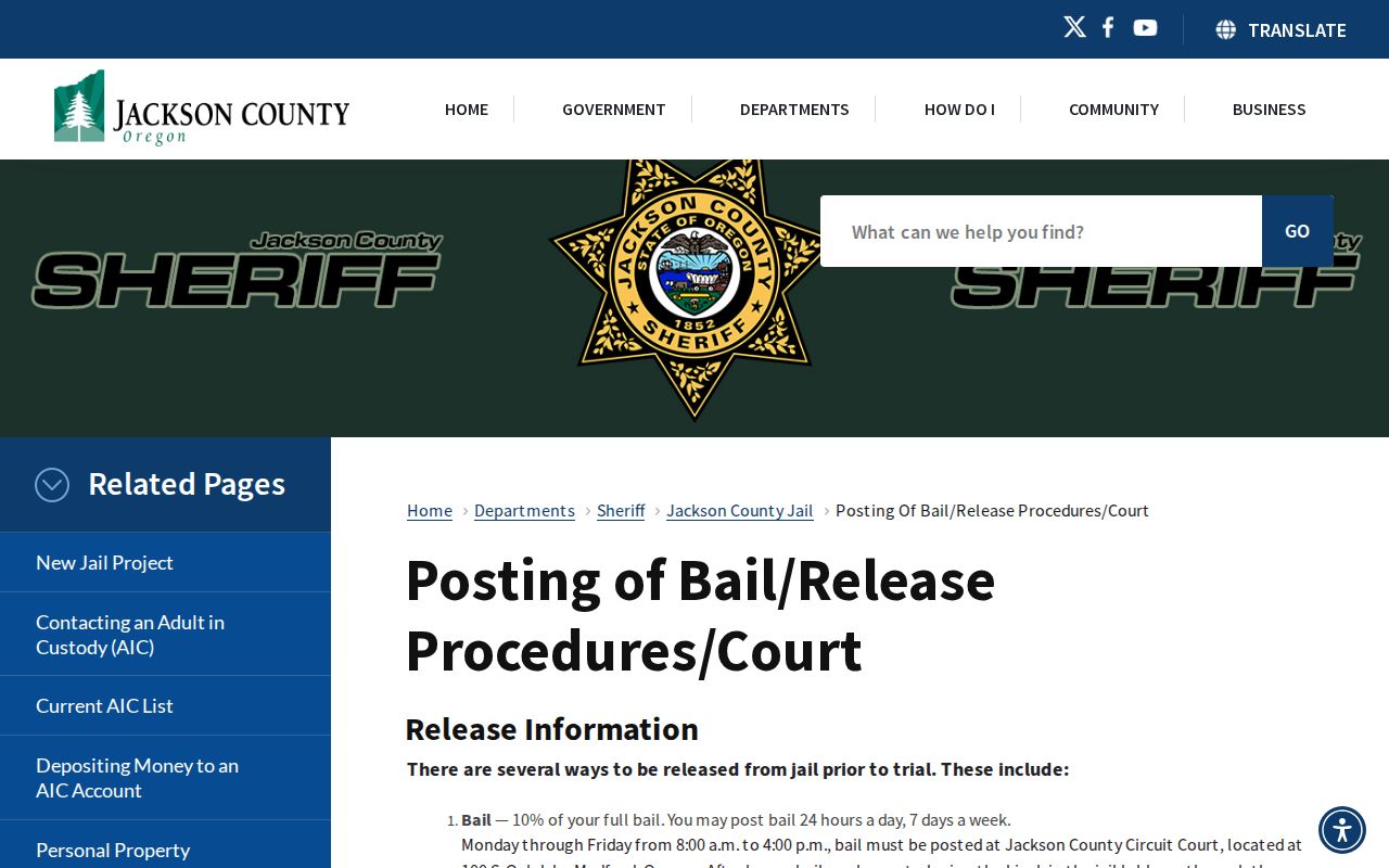 Jackson County 24-hour release bail procedures