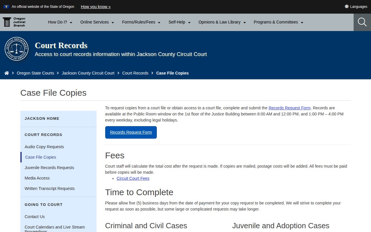 Jackson County 72-hour release court record access