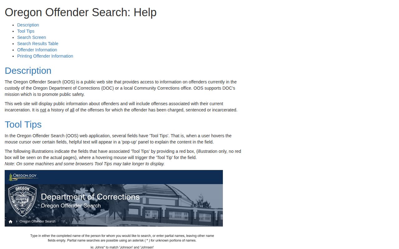 Oregon offender search help for a Jackson County projected release date